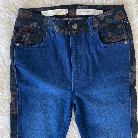 Anthropologie Pilcro High Rise Floral Contrast Skinny Jean - Picture 10 of 13
